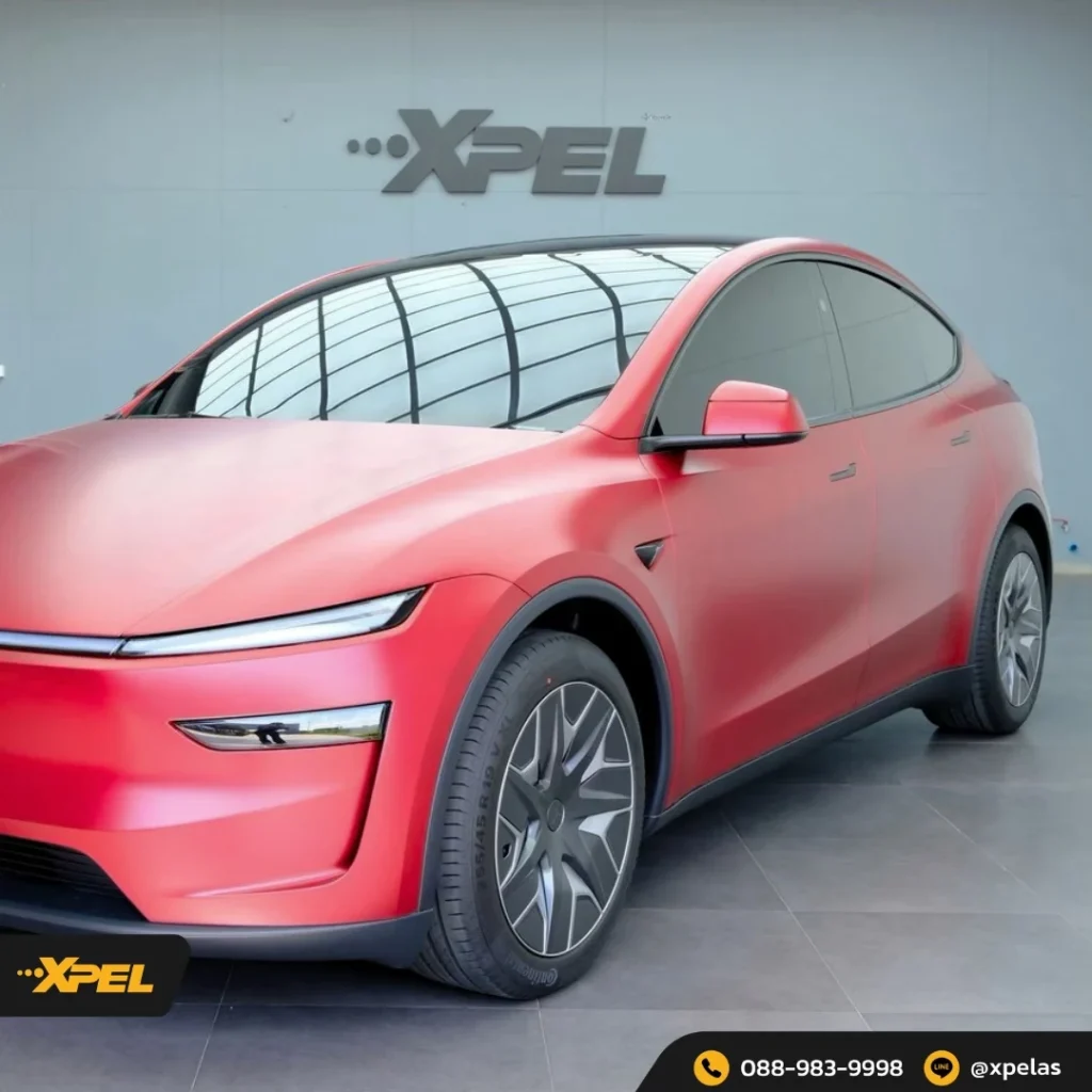 Tesla Model Y สีแดง — XTREME MATT + PRIME XR PLUS ภาพผลงานและรายละเอียดชุดที่ 2