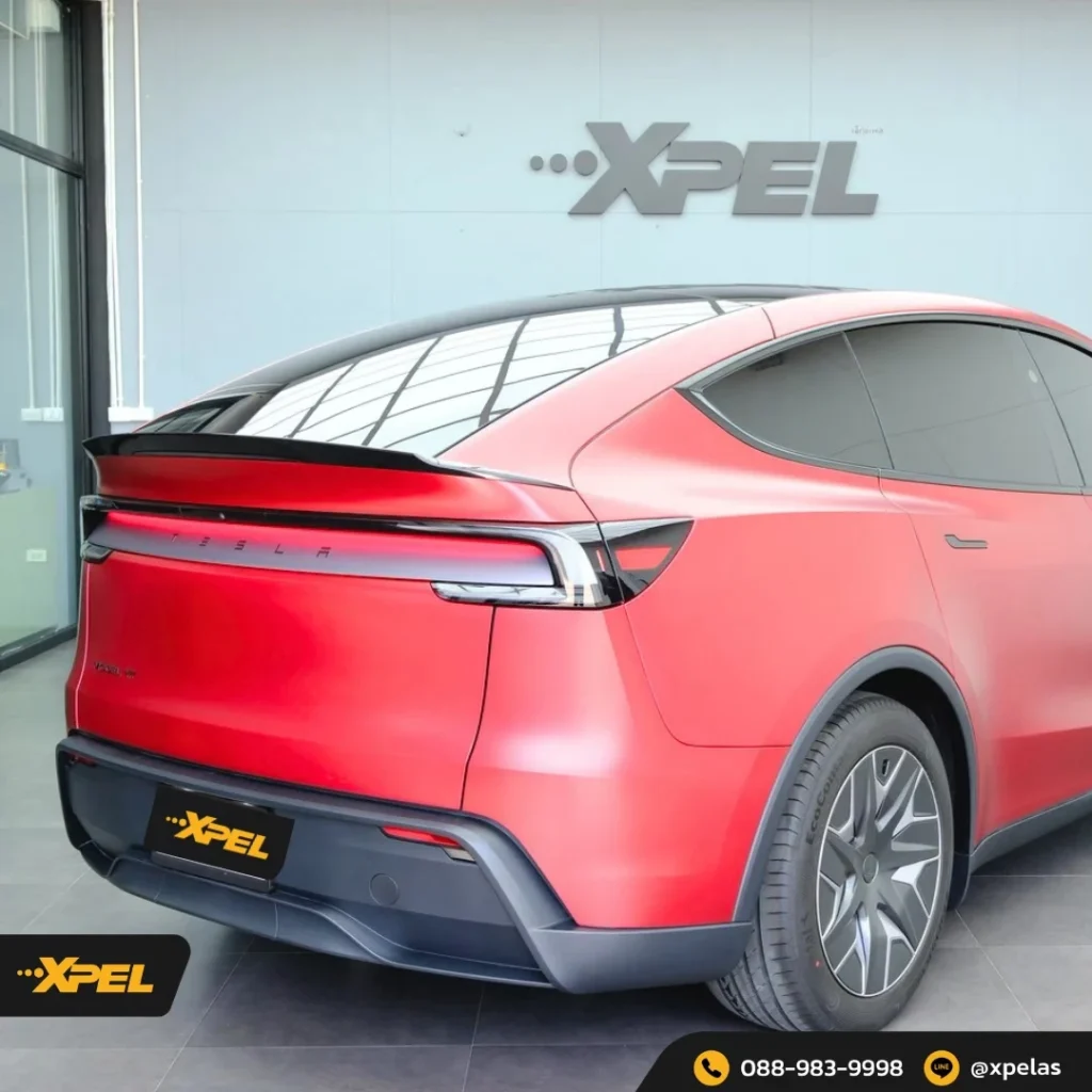 Tesla Model Y สีแดง — XTREME MATT + PRIME XR PLUS ภาพผลงานและรายละเอียดชุดที่ 3
