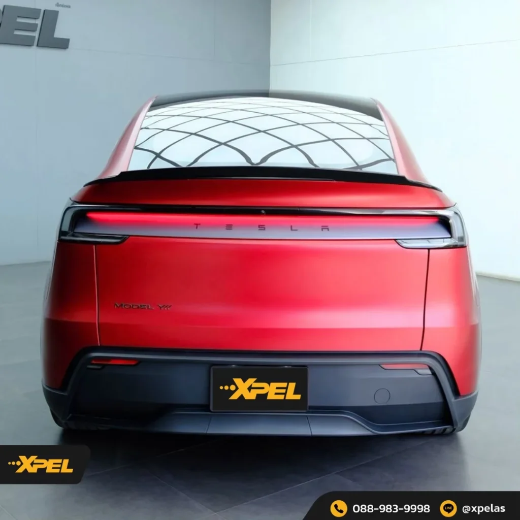 Tesla Model Y สีแดง — XTREME MATT + PRIME XR PLUS ภาพผลงานและรายละเอียดชุดที่ 4