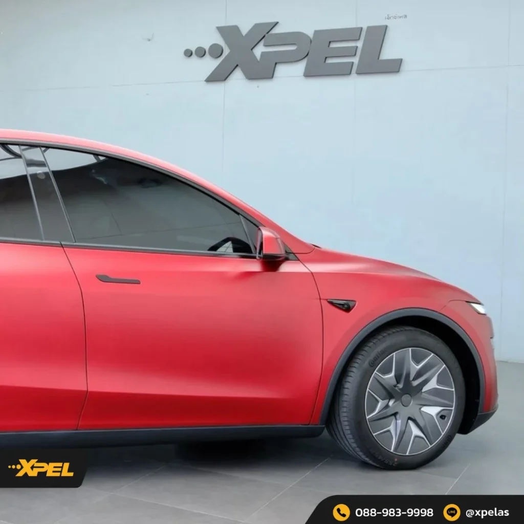 Tesla Model Y สีแดง — XTREME MATT + PRIME XR PLUS ภาพผลงานและรายละเอียดชุดที่ 5