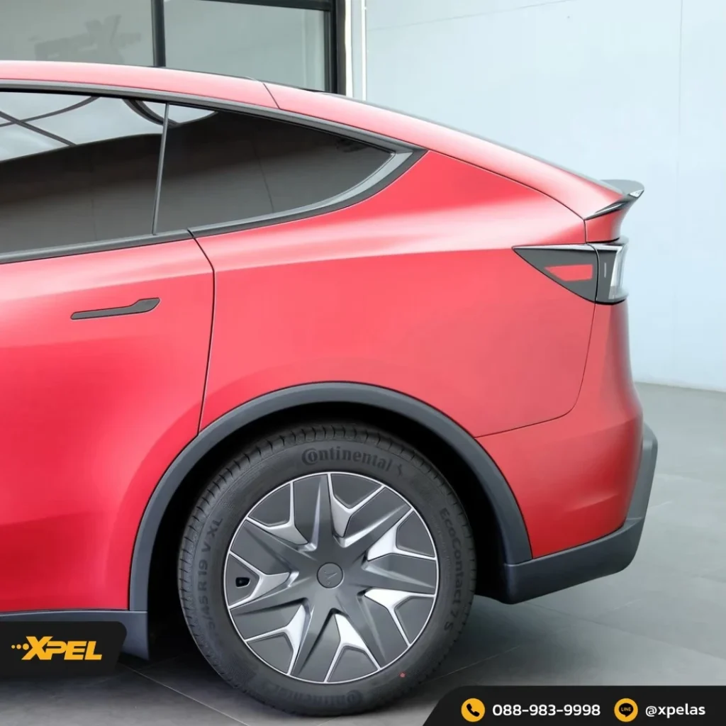 Tesla Model Y สีแดง — XTREME MATT + PRIME XR PLUS ภาพผลงานและรายละเอียดชุดที่ 6