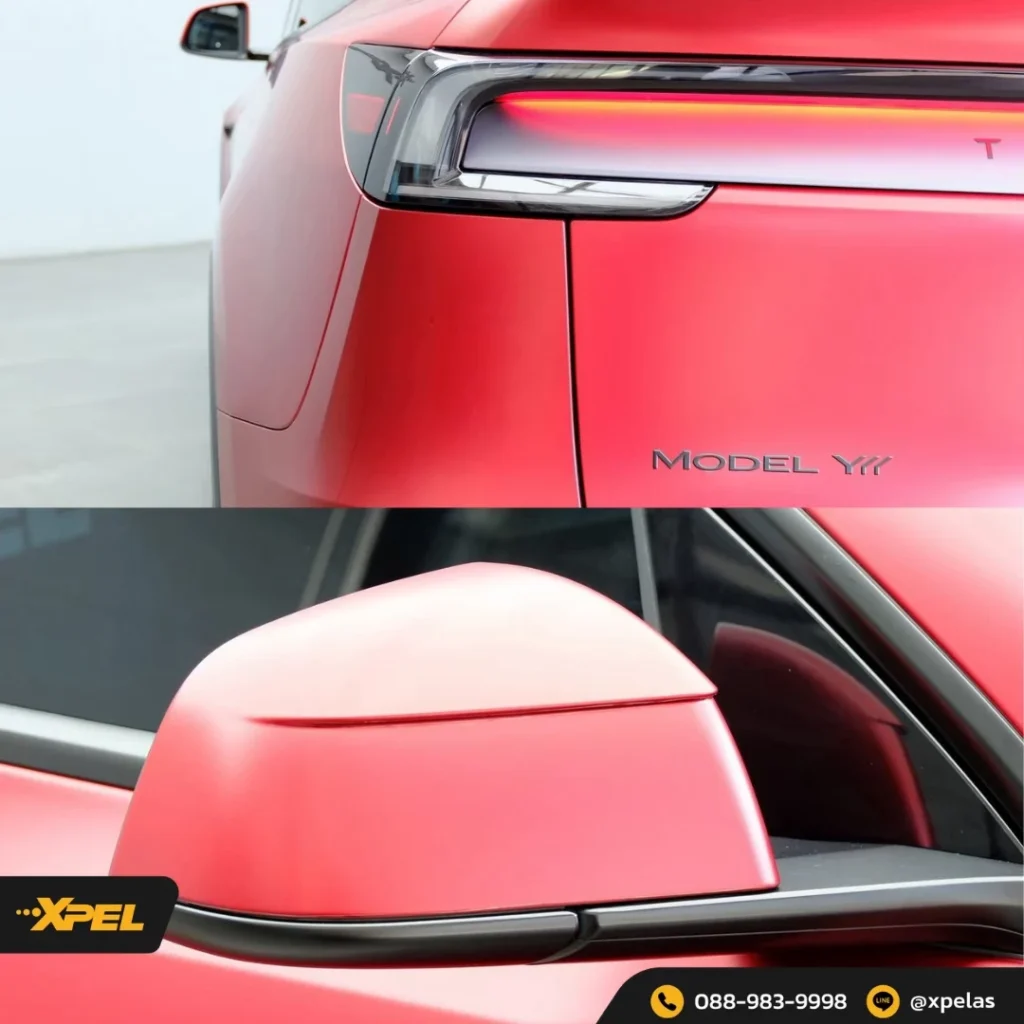 Tesla Model Y สีแดง — XTREME MATT + PRIME XR PLUS ภาพผลงานและรายละเอียดชุดที่ 9